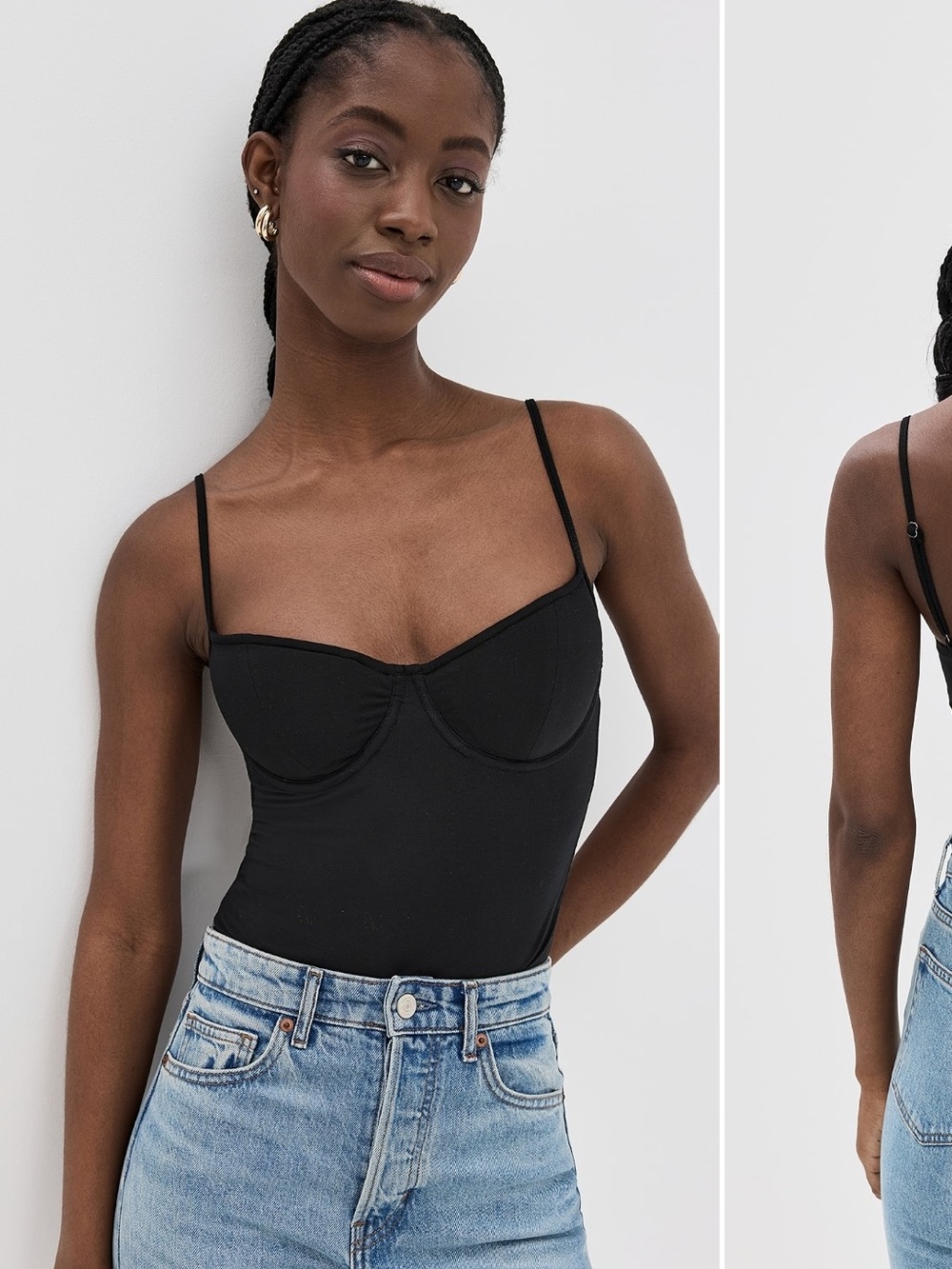 Reformation Piper Knit Thong Bodysuit in Black